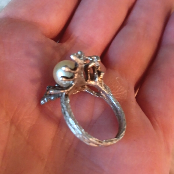 VTG STERLING PEARL ARTISAN MADE RING - Picture 5 of 8